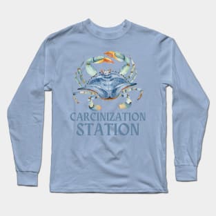 Carcinization Station Crab - Biology Meme Long Sleeve T-Shirt